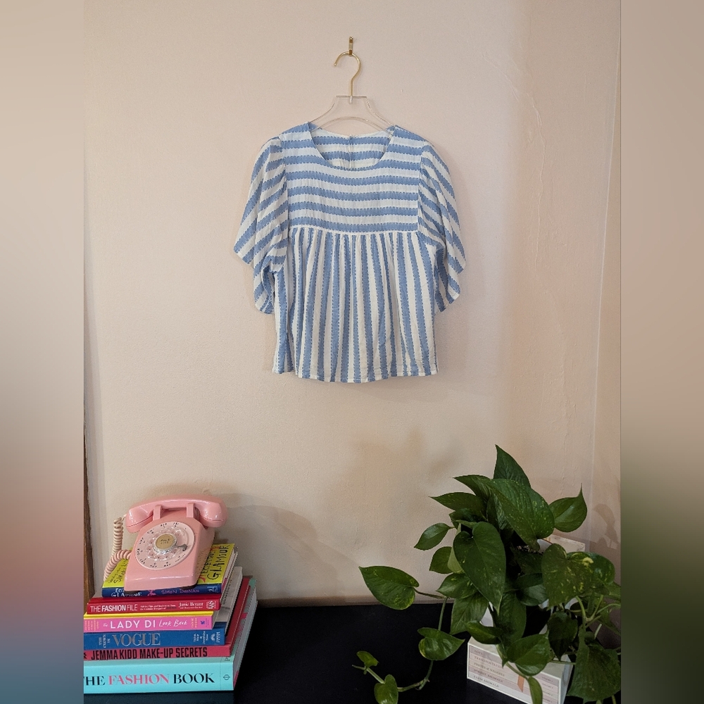 Emerson Fry Basalie Scallop Blue and White Stripe